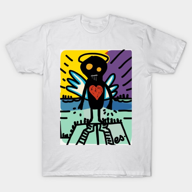 Black Angel of Love Graffiti Street Art T-Shirt by signorino